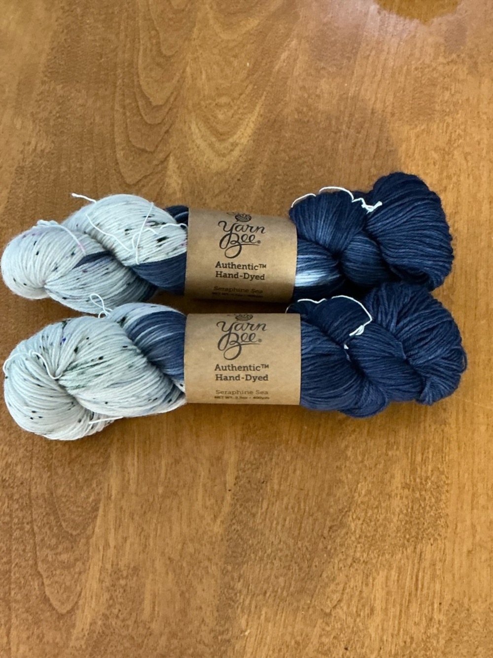 Yarn Bee Authentic Hand-Dyed Seraphine Sea Yarn - Navy and Cream Speckle
